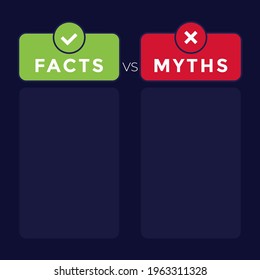 facts vs myths concept, flat vector design