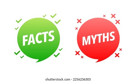 Hechos vs mitos, verificación de hechos. Marcar. Noticias falsas. Rumores comparados con información verdadera. La etiqueta de hechos vs mitos.