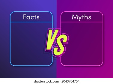 Facts vs myths neon style concept illustration. Fact-checking or easy compare evidence. Concept illustration Vector 10 eps
