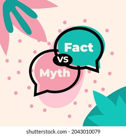 Facts vs myths versus battle background with doodle elements