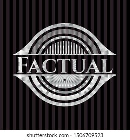 Factual silvery emblem or badge. Vector Illustration. Mosaic.