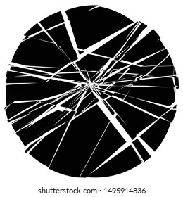 Facture, crack element. Shatter, broken surface texture. Grungy design. Decay, burst splinters illustration