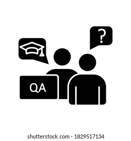 Faculty advisor black glyph icon. Academic and peer advisors. Mentors and counselors. Professors and lecturers. College enrollment. Silhouette symbol on white space. Vector isolated illustration