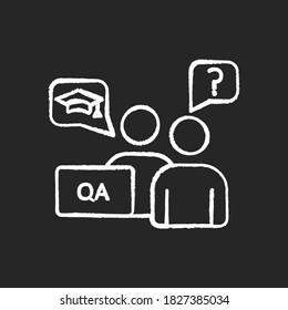 Faculty Advisor Chalk White Icon On Black Background. Academic And Peer Advisors. Mentors And Counselors. Professors And Lecturers. College Enrollment. Isolated Vector Chalkboard Illustration