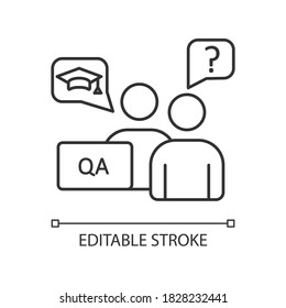 Faculty advisor pixel perfect linear icon. Academic and peer advisors. Professors and lecturers. Thin line customizable illustration. Contour symbol. Vector isolated outline drawing. Editable stroke