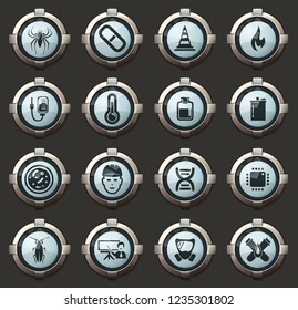 Faculty of biology vector icons in the stylish round buttons for mobile applications and web