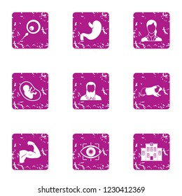Faculty icons set. Grunge set of 9 faculty vector icons for web isolated on white background