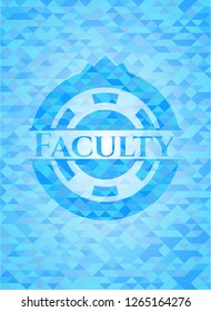 Faculty light blue emblem with triangle mosaic background
