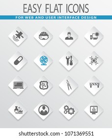 Faculty of mechanics flat vector icons for user interface design