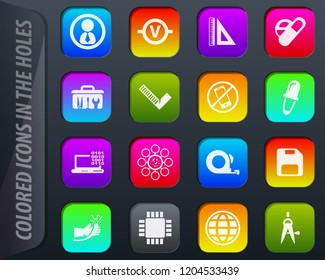 Faculty of mechanics vector colored icons in the holes easily adapt to any background