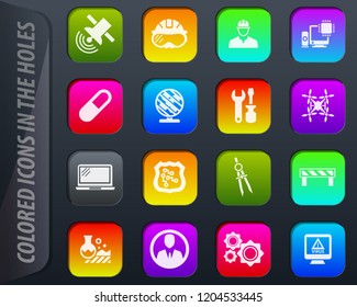 Faculty of mechanics vector colored icons in the holes easily adapt to any background