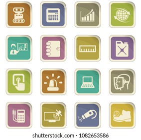 Faculty of mechanics vector colored paper stickers with icons