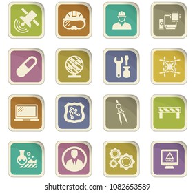Faculty of mechanics vector colored paper stickers with icons