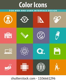 Faculty of mechanics vector icons for user interface design