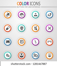 Faculty of mechanics vector icons for user interface design