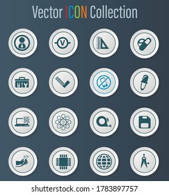 Faculty of mechanics vector icons for user interface design