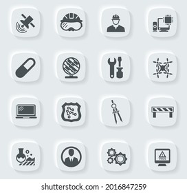 Faculty of mechanics vector icons for user interface design