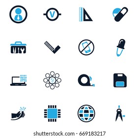 Faculty of mechanics vector icons for user interface design