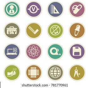 Faculty of mechanics vector icons for user interface design