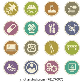 Faculty of mechanics vector icons for user interface design