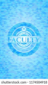 Faculty realistic sky blue emblem. Mosaic background