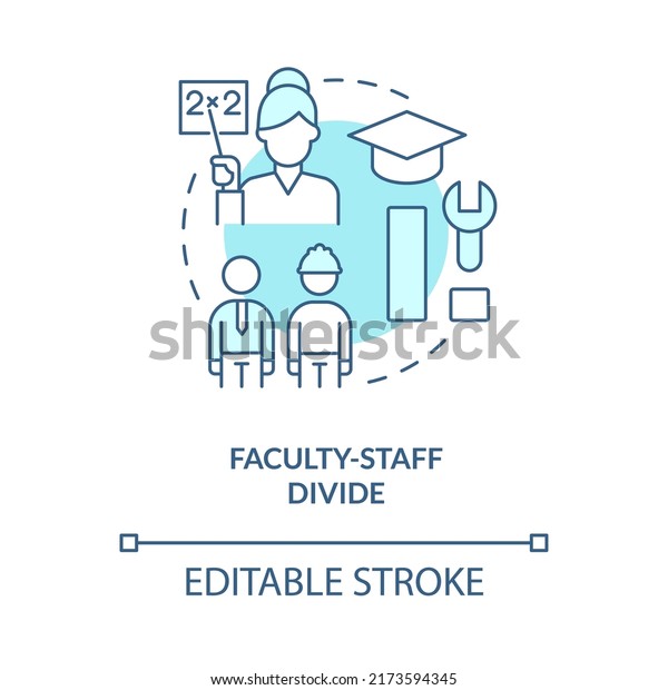 Faculty staff divide turquoise concept icon. Divided\
workforce. Higher education abstract idea thin line illustration.\
Isolated outline drawing. Editable stroke. Arial, Myriad Pro-Bold\
fonts used