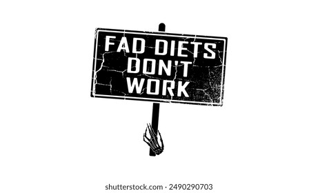 Fad Diets Don't Work, black isolated silhouette