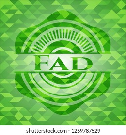 Fad green emblem with triangle mosaic background