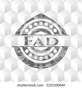 Fad grey badge with geometric cube white background