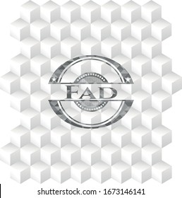 Fad grey emblem with cube white background