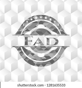 Fad grey emblem. Vintage with geometric cube white background