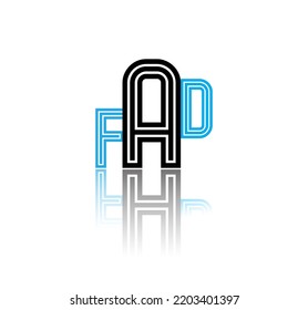 FAD letter logo design on Black background. Initial Monogram Letter FAD Logo Design Vector Template.	