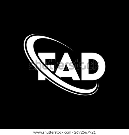 FAD logo. FAD letter. FAD letter logo design. Intitials FAD logo linked with circle and uppercase monogram logo. FAD-typography for technology, business and real estate brand.