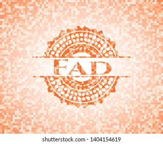 Fad orange mosaic emblem with background