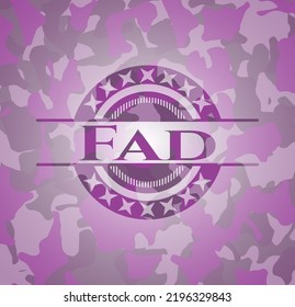 Fad pink camo emblem. Vector Illustration. Detailed. 