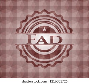 Fad red emblem or badge with geometric pattern background. Seamless.