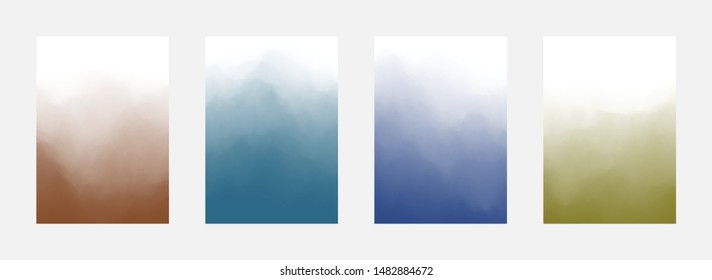 Fade Abstract Cover Set. Smudge Backdrop. Paint Pattern. Curve Background. Vector illustration