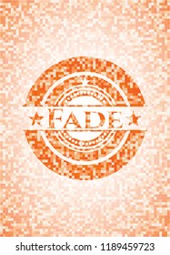 Fade abstract emblem, orange mosaic background