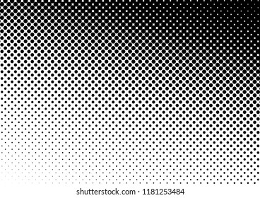 Fade Dots Background. Grunge Distressed Overlay. Gradient Pop-art Pattern. Black and White Halftone Texture. Vector illustration