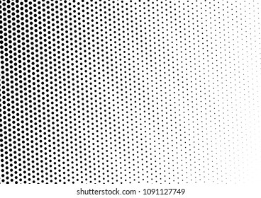 Fade Dotted Halftone Background. Distressed Grunge Overlay. Pop-art Points Backdrop. Black and White Gradient Pattern. Vector illustration