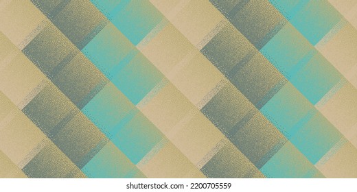 Fade dotwork rhombus vector geometric seamless pattern. Pointillism texture background design. Square grid diagonal stripes. Artistic mosaic flock swatch. Grunge tileable pattern.