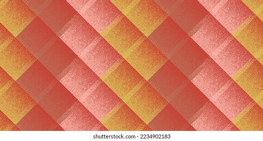 Fade dotwork rhombus vector geometric seamless pattern. Pointillism texture background design. Square grid diagonal stripes. Vintage style fraction swatch. Digital wrap geometry.