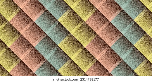 Fade dotwork rhombus vector geometric seamless pattern. Points grain texture background design. Halftone dots gradient ornament. Creative wrapping paper. Minimal cloth repetitive print