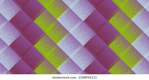 Fade dotwork rhombus vector geometric seamless pattern. Pointillism texture background design. Continuous halftone dots ornament. Bauhaus mosaic flock swatch. Contemporary geometry pattern.