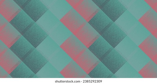 Fade dotwork rhombus vector geometric seamless pattern. Pointillism texture background design. Square grid tile wallpaper. Retro textile print. Contemporary geometry pattern.