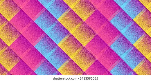 Fade dotwork rhombus vector geometric seamless pattern. Pointillism texture background design. Halftone dots gradient ornament. Simple decorative shred swatch. Stylish cube tracery.