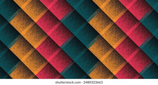 Fade dotwork rhombus vector geometric seamless pattern. Pointillism texture background design. Square grid tile wallpaper. Ornate mosaic flock swatch. Grunge tileable pattern.