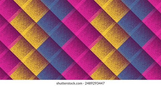 Fade dotwork rhombus vector geometric seamless pattern. Pointillism texture background design. Square grid tile wallpaper. Retro textile print. Grunge tileable pattern.