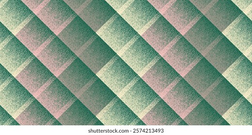 Fade dotwork rhombus vector geometric seamless pattern. Pointillism texture background design. Square grid diagonal stripes. Abstract textile print. Grunge tileable pattern.