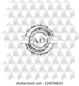 Fade grey badge with geometric cube white background